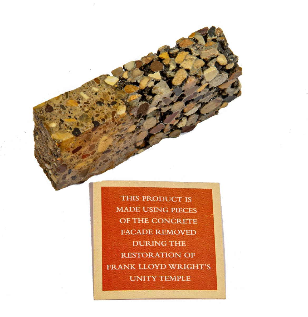 original 1908 frank lloyd wright unity temple concrete facade fragment