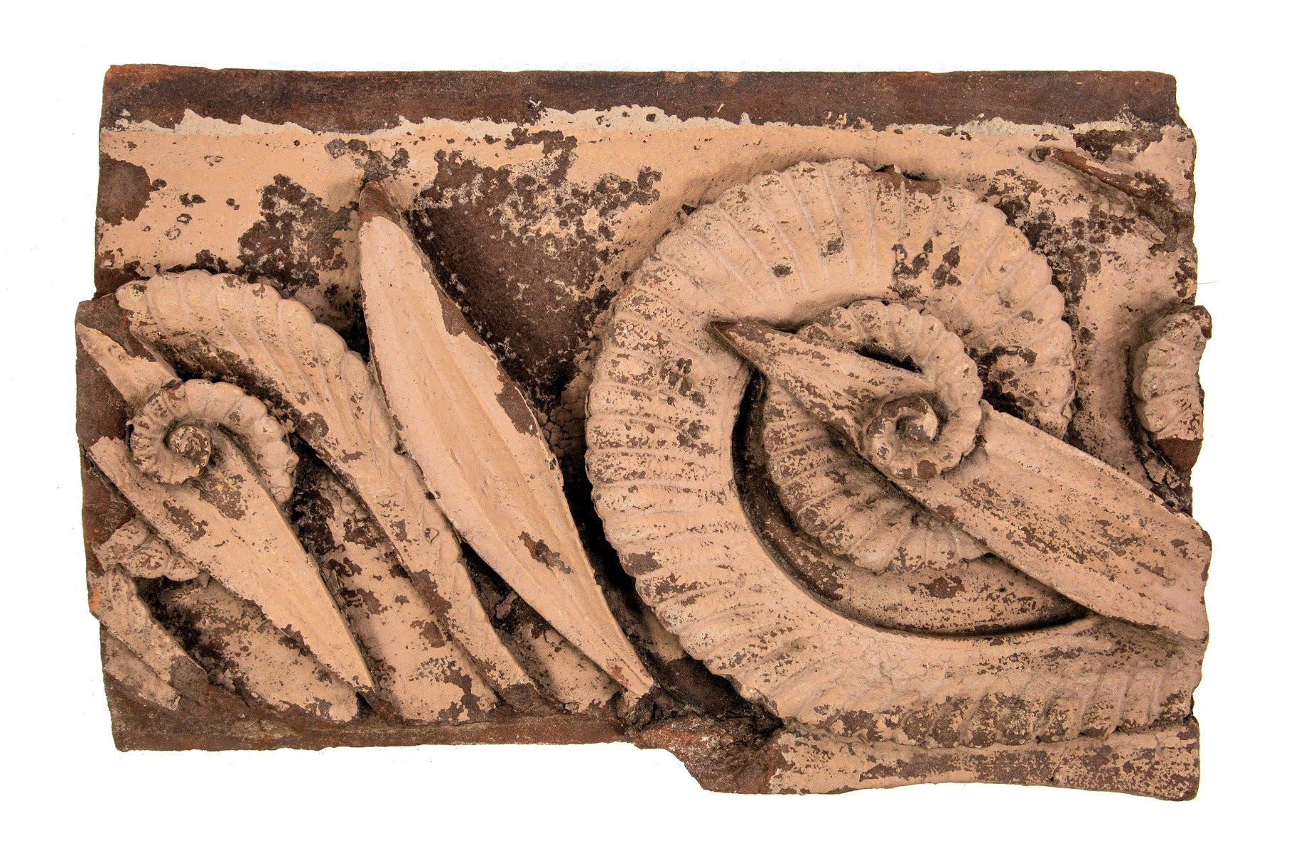 original 1883 louis h. sullivan-designed morris selz residence terra cotta spandrel panel with faux brownstone finish