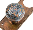 original holabird and roche-designed pontiac building custom office door hardware with mostly intact two-tone finish