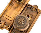 matching set of p.f. corbin custom-designed pittsburgh 1906 union bank buildiing doorkbnobs and backplates
