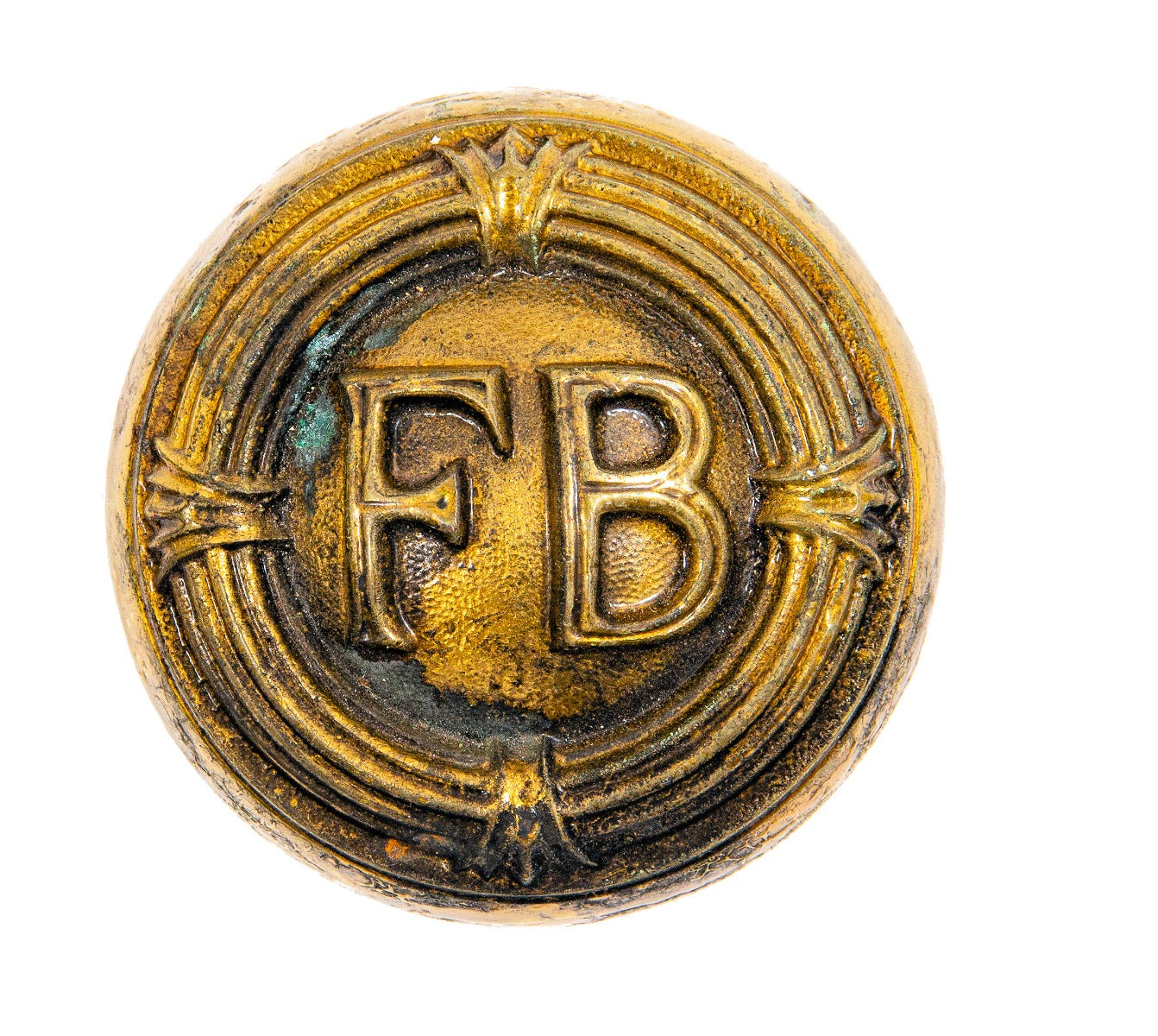 original 1905 pittsburgh farmers bank building monogrammed cast bronze doorknob