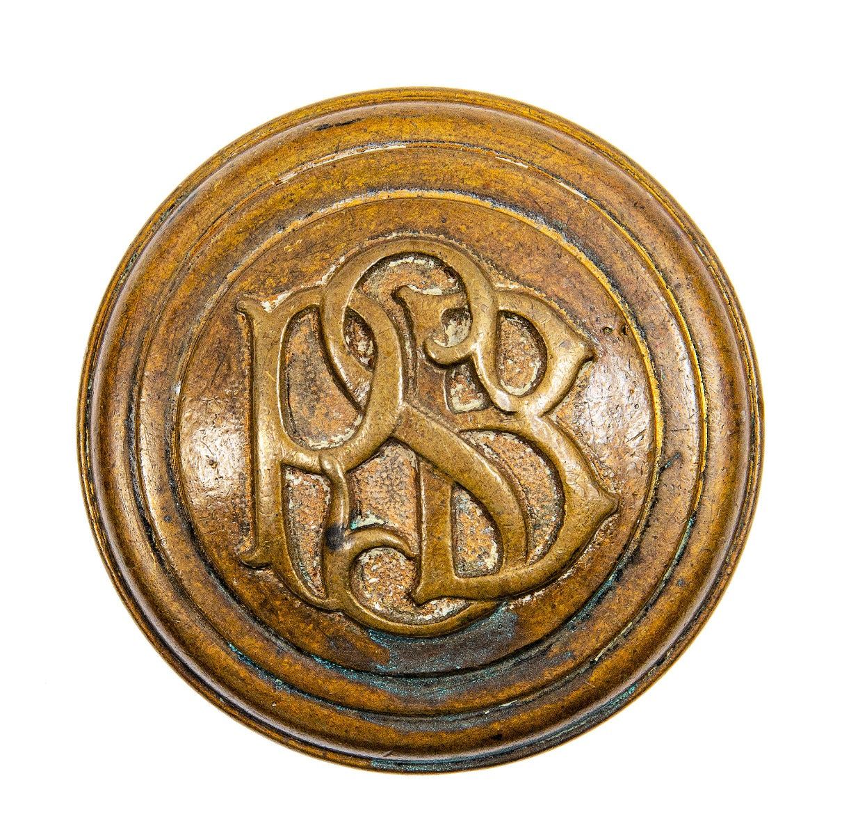 seldom found original 1922 boston park square building cast brass monogrammed doorknob