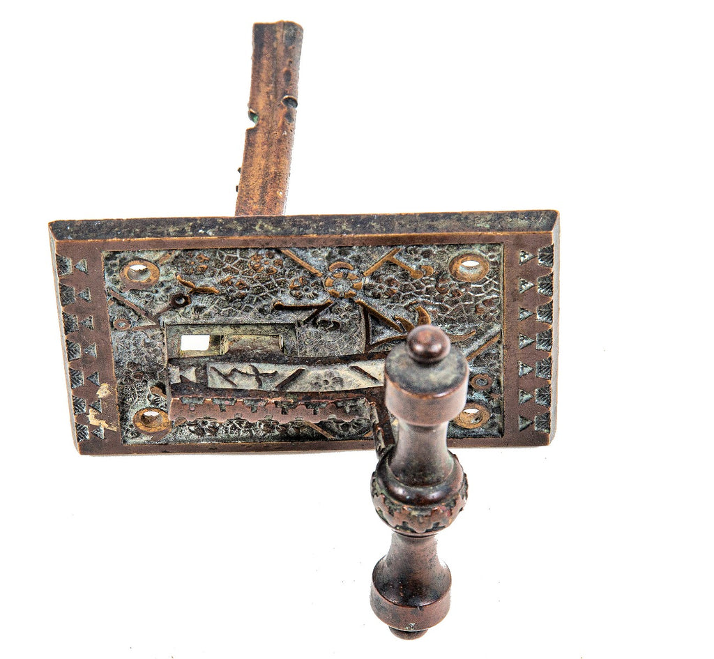 hard to find original cast bronze "ekado" pattern residential entrance door t-handle for doorbell made by sargent