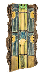 richly colored custom-designed glazed interior lobby tile assembly fragment salvaged in 1974 from price & mclanahan's pennsylvania railroad freight terminal (1918)