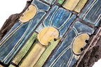 richly colored custom-designed glazed interior lobby tile assembly fragment salvaged in 1974 from price & mclanahan's pennsylvania railroad freight terminal (1918)