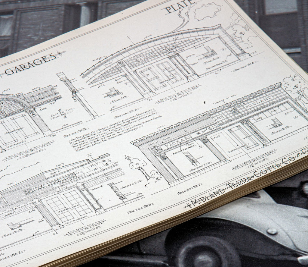 large lot of original early 20th century midland terra cotta stock product and plan presentation plates