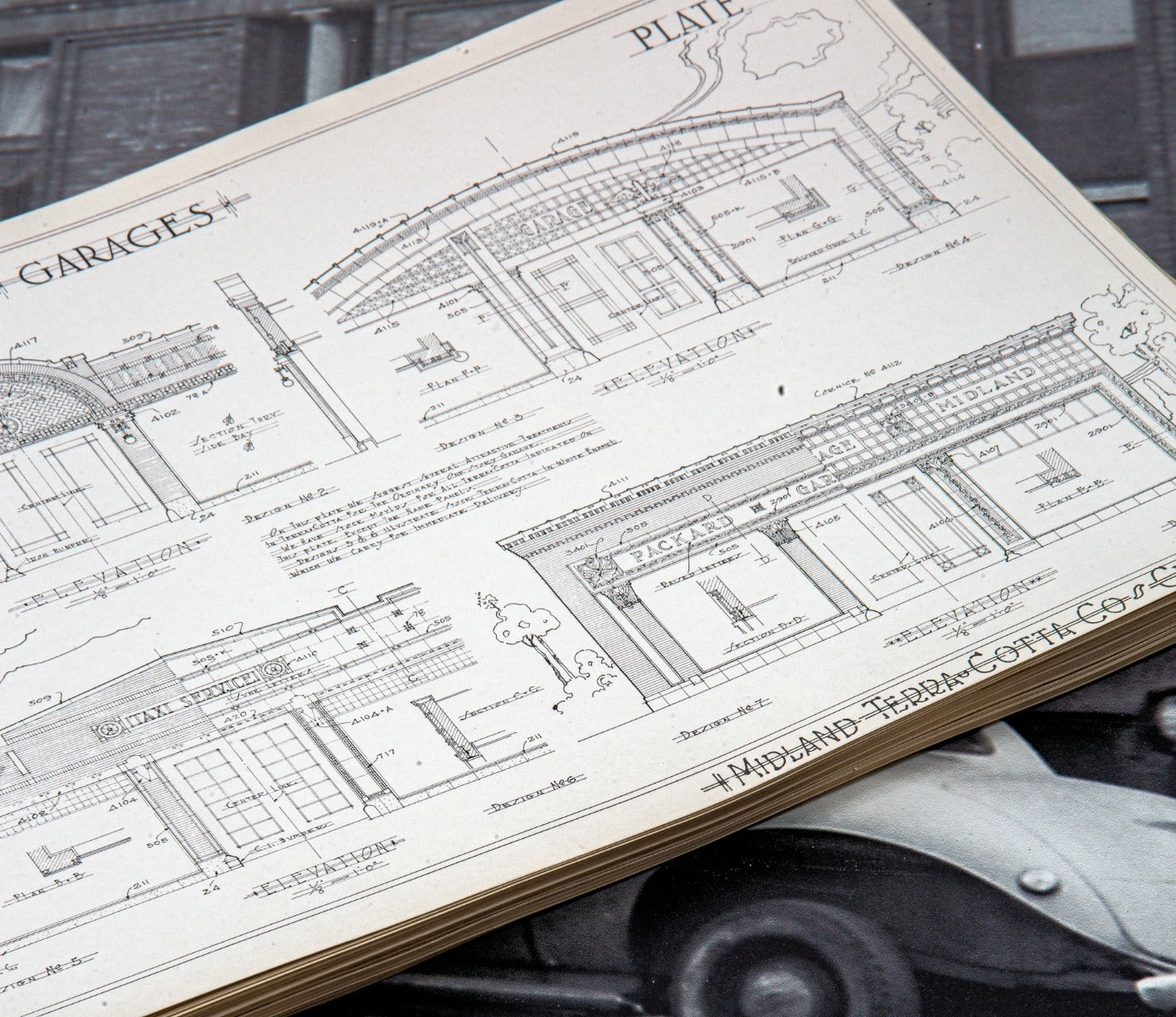 large lot of original early 20th century midland terra cotta stock product and plan presentation plates