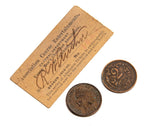 historically important 1895 coins and ticket stub salvaged from the time capsule of architect john m. van osdel ii's ywca building during its demolition in 2009