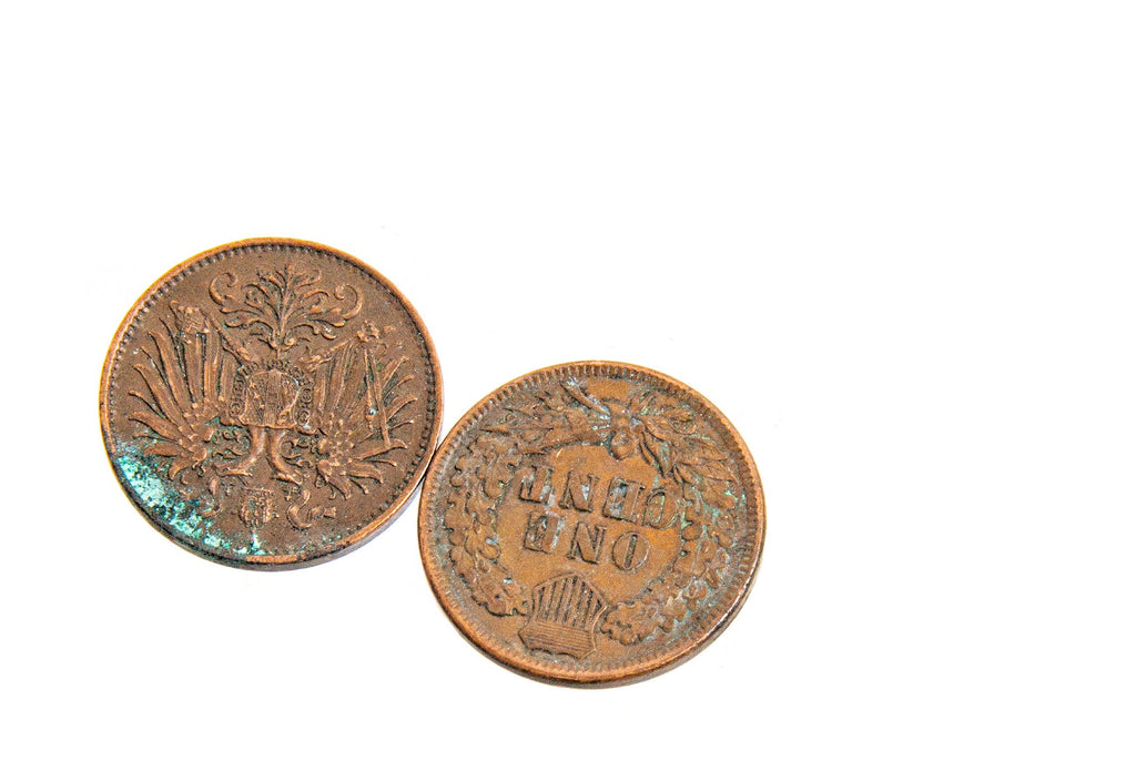 historically important 1895 coins and ticket stub salvaged from the time capsule of architect john m. van osdel ii's ywca building during its demolition in 2009