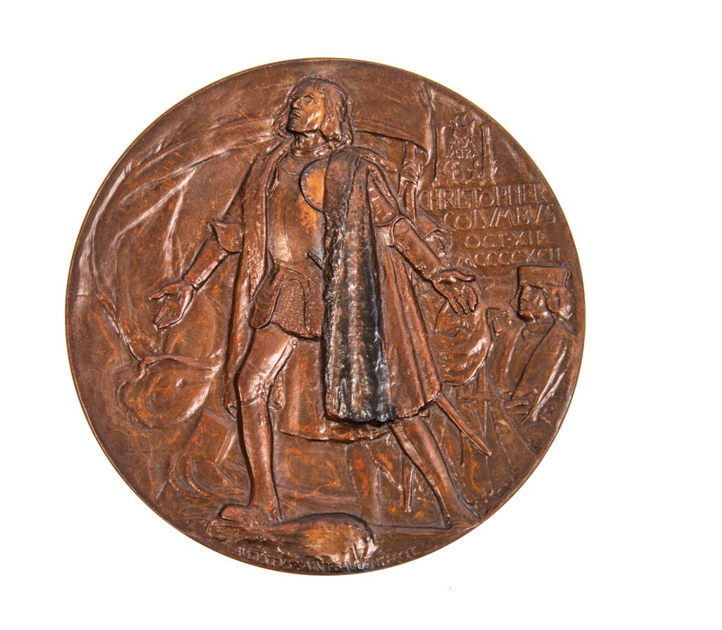 rare oversized augustus saint-gaudens-designed cast bronze 1893 columbian exposition presentation medal issued to lou hintze