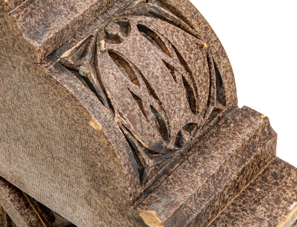 museum quality original hugh garden-designed speckeled glazed terra cotta corbel salvaged from the 1904 chapin and gore building