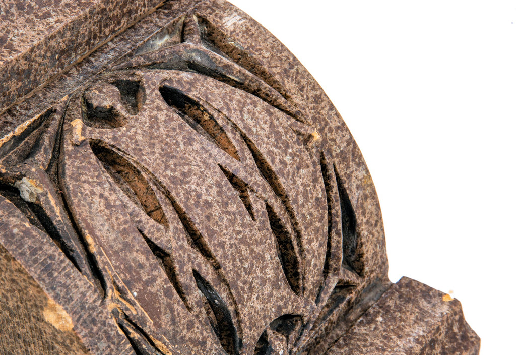 museum quality original hugh garden-designed speckeled glazed terra cotta corbel salvaged from the 1904 chapin and gore building