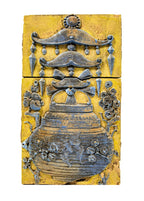 polychrome-glazed original ornamental terra cotta two-part panel salvaged from jimmy wong's wabash avenue restaurant