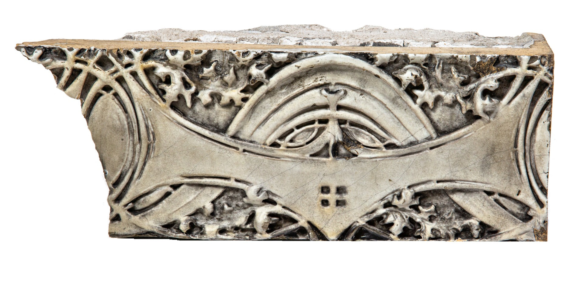 two original louis h. sullivan-designed white glazed terra cotta panel from schlesinger and mayer store and daniel burnham's 1905 addition