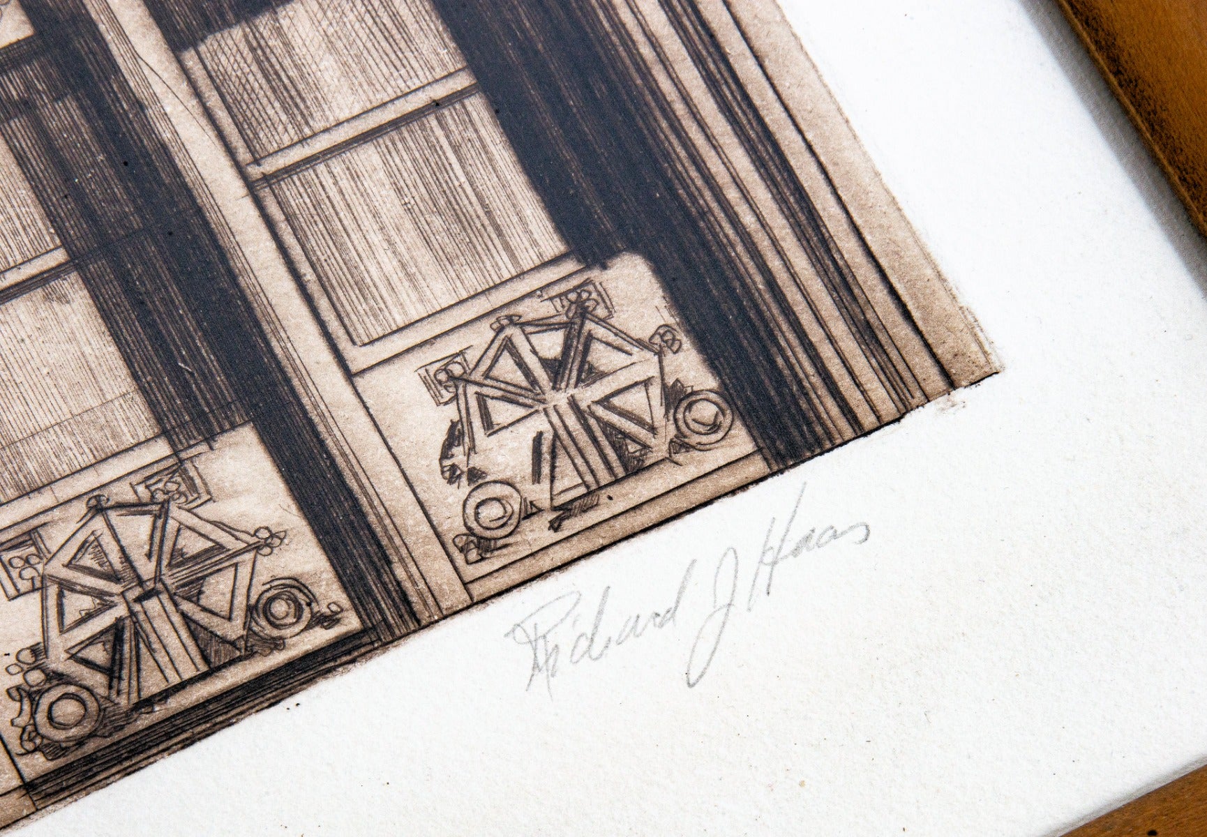 original signed and dated american muralist richard haas 1970 screen print of louis h. sullivan's bayard building facade