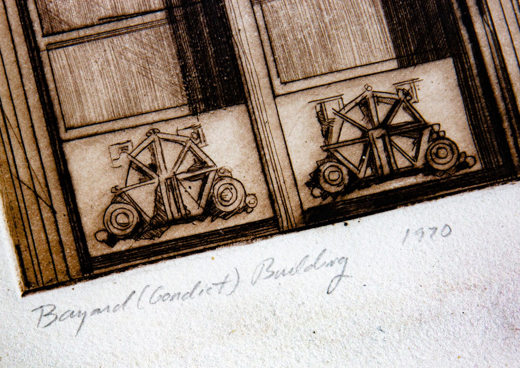 original signed and dated american muralist richard haas 1970 screen print of louis h. sullivan's bayard building facade