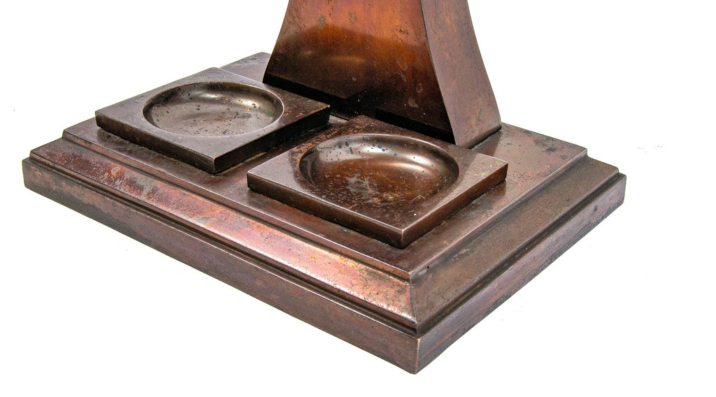 rare early 20th century heavy bronze-plated iron and cast bronze milwaukee city hall banker's emeralite lamp