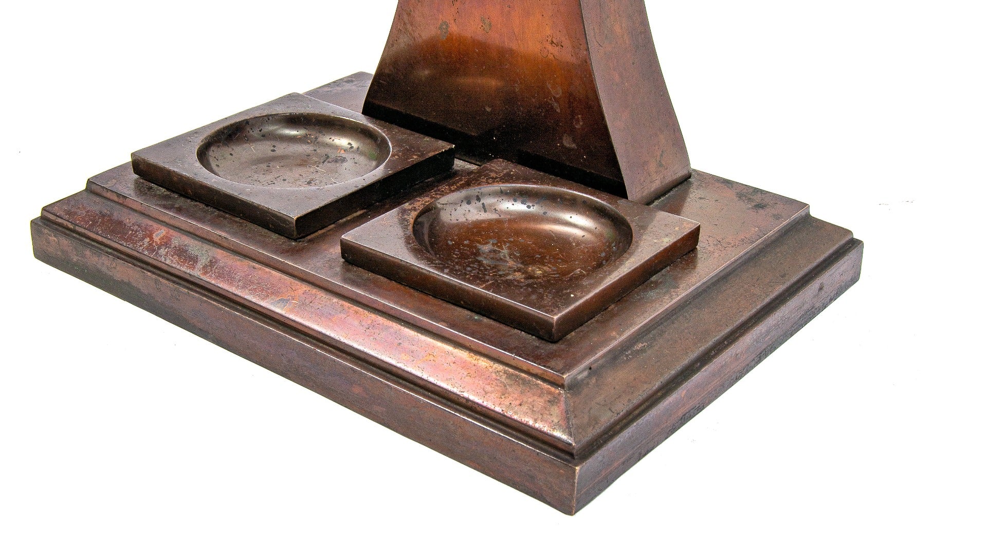 rare early 20th century heavy bronze-plated iron and cast bronze milwaukee city hall banker's emeralite lamp