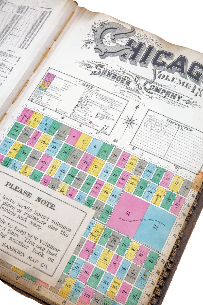 hard to find oversized 1908 hard bound chicago sanborn insurance atlas map volume 18