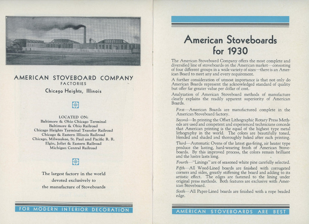 rare original and profusely illustrated color american stoveboard company catalog