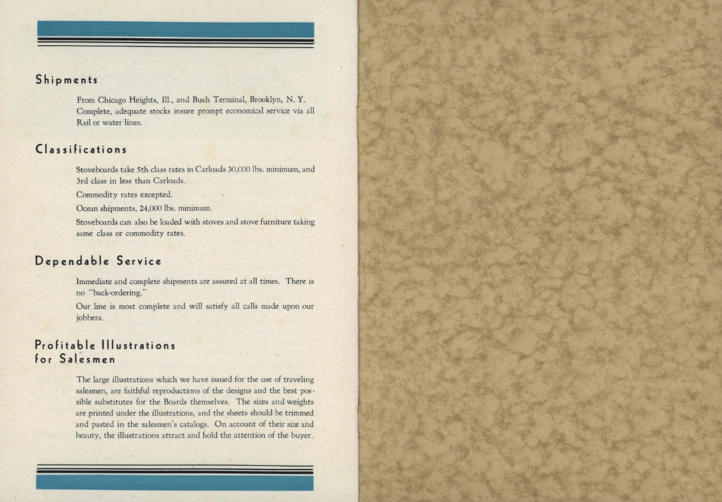 rare original and profusely illustrated color american stoveboard company catalog