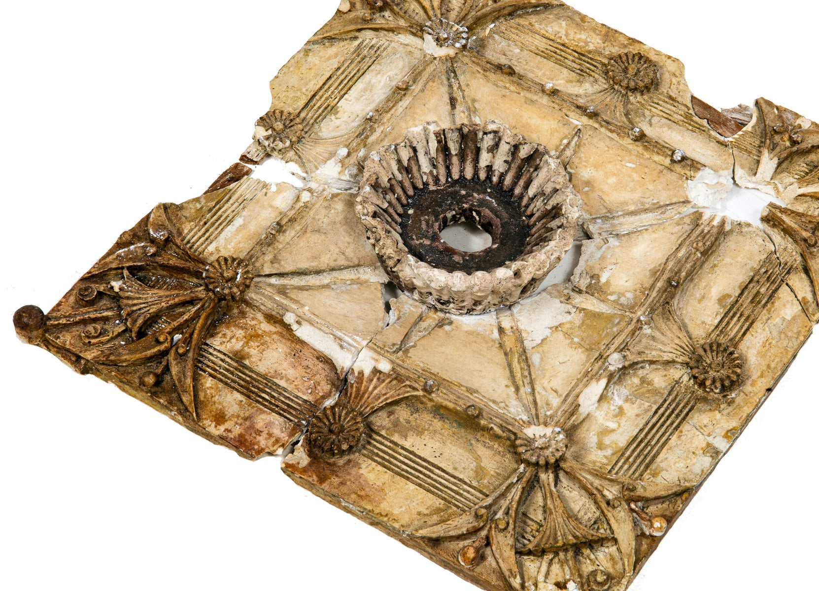 original largely intact louis h. sullivan-designed 1884-85 cast plaster interior ann halsted rowhouse ceiling escutcheon