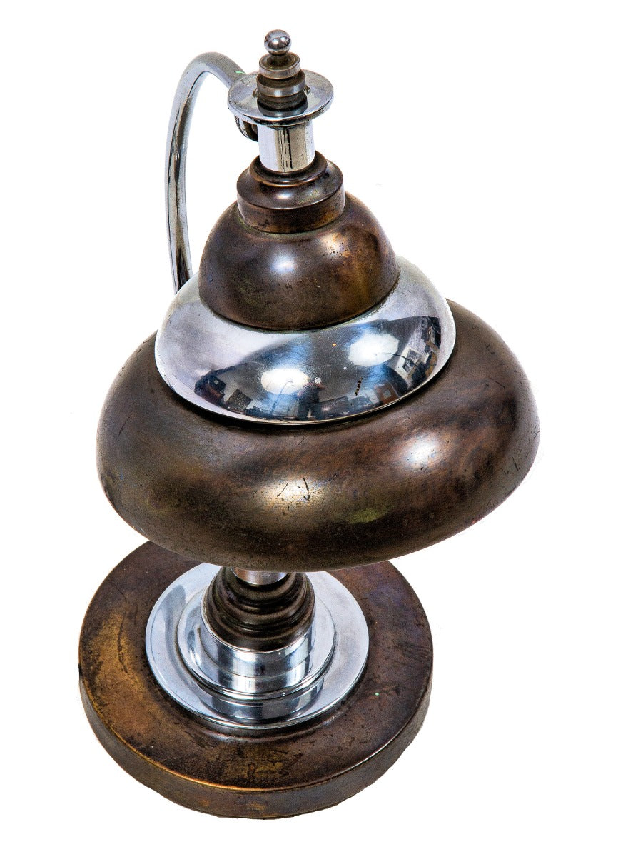 original 1930s american machine age bert dickerson-designed copper and chrome rewired markel desk lamp