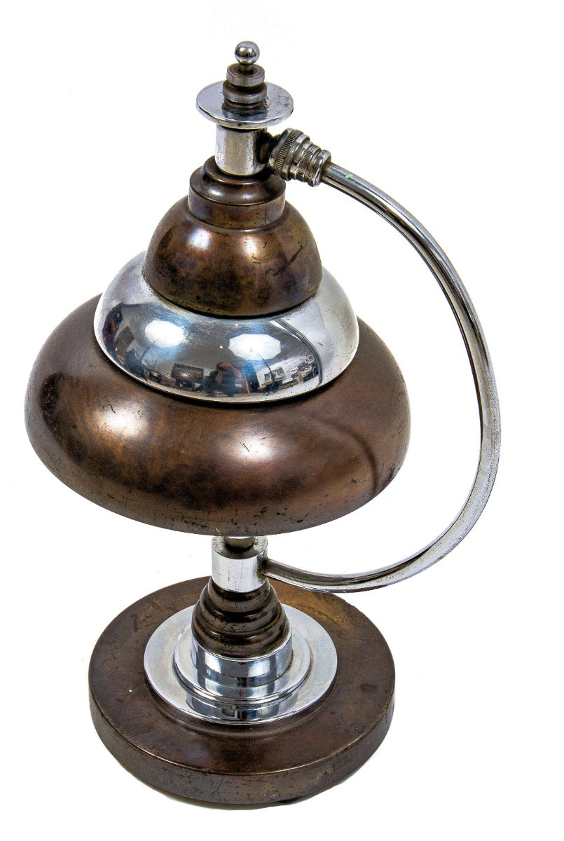 original 1930s american machine age bert dickerson-designed copper and chrome rewired markel desk lamp