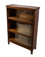 original and intact early 20th century chicago public library modular varnished wood barrister book case with sliding glass doors