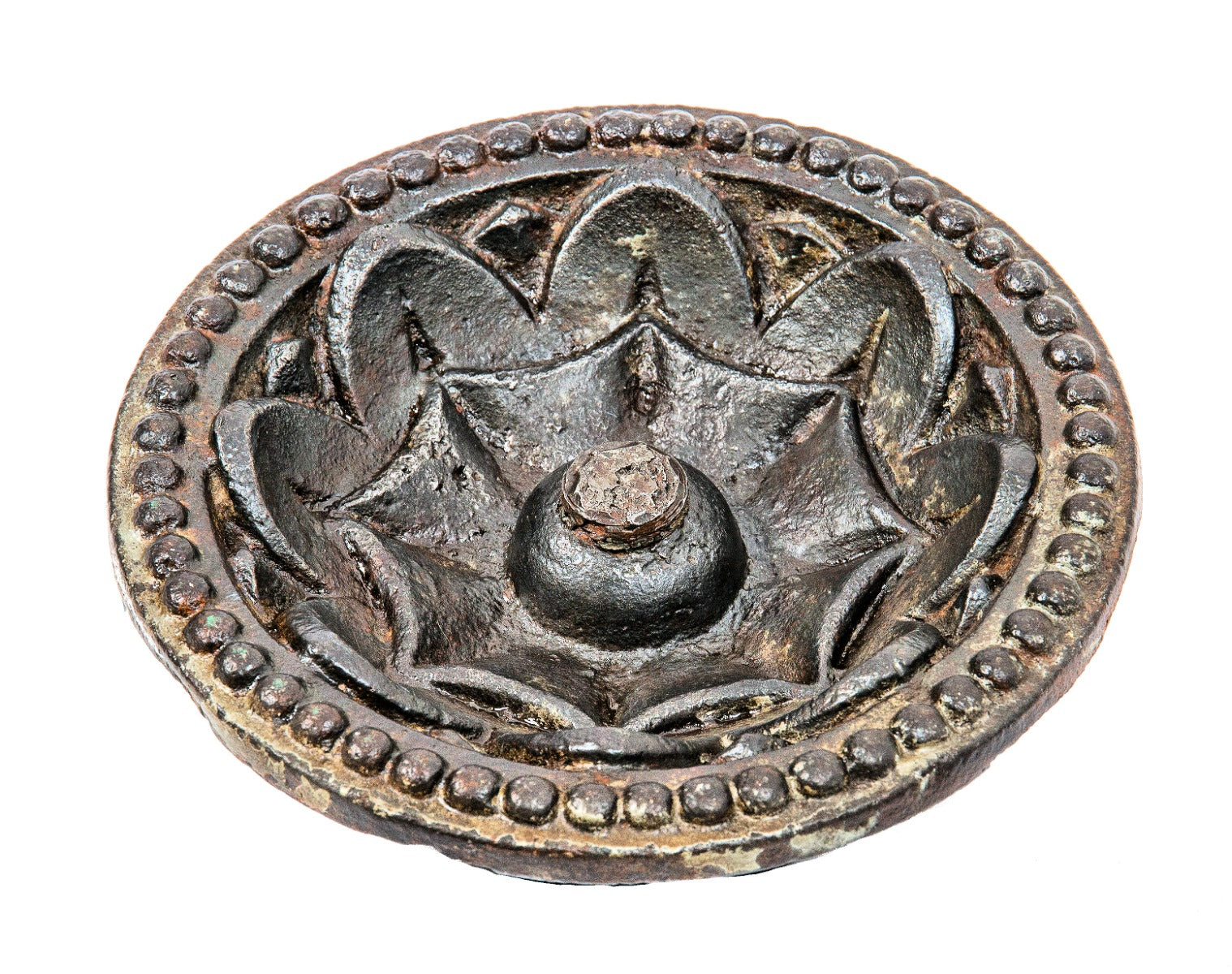 well-documented original john edelmann-designed ornamental cast iron tie-rod plate salvaged from dankmar adler's 1885 house