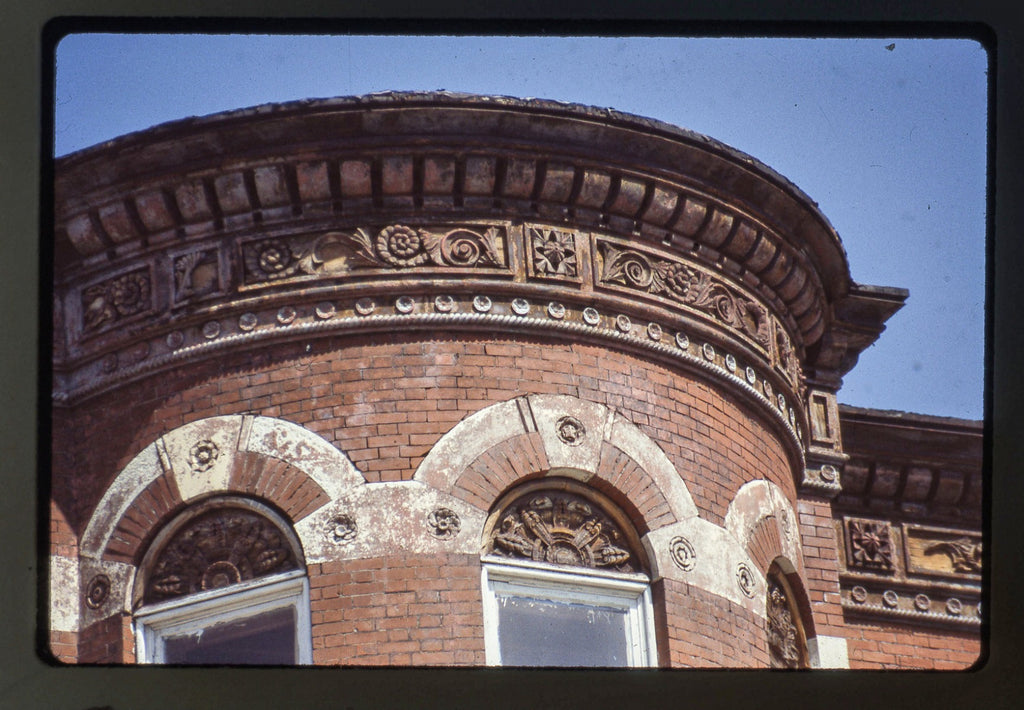 original 1880 john edelmann-designed painted carved pine wood exterior residential cornice panel