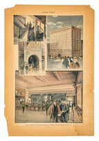rare and unusual original hand-colored harper's lithograph of adler and sullivan's 13-story chicago stock exchange building done around the time the building opened in 1894