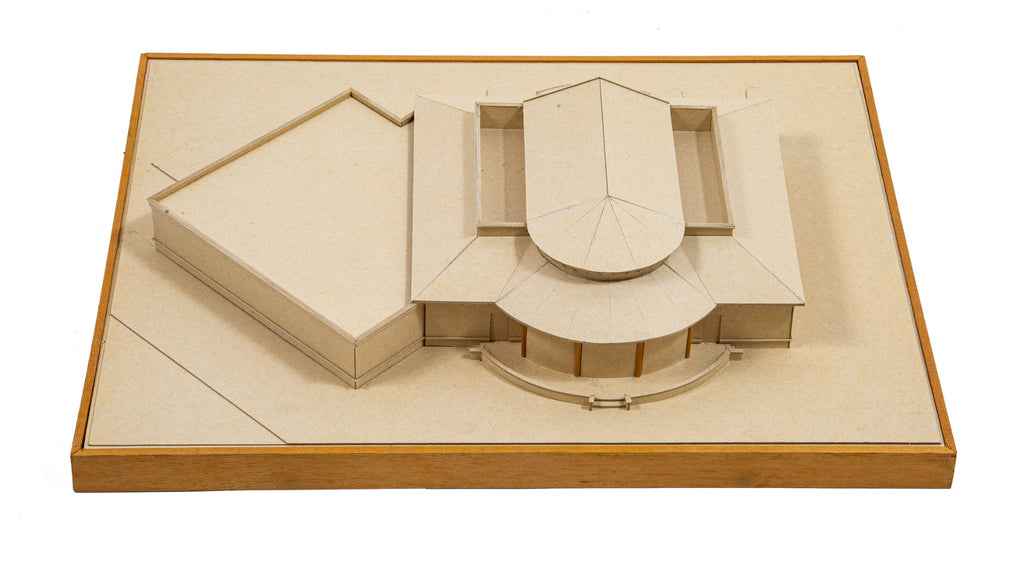 one of several original 1980s-1990s stanley tigerman architectural presentation models comprised of basswood