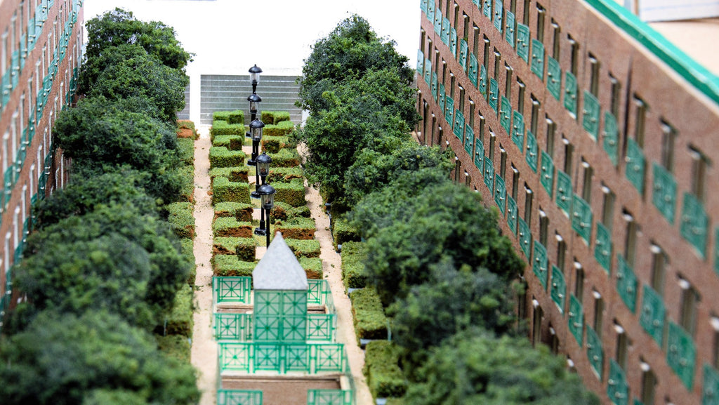 massive original 1980s-1990s stanley tigerman-designed architectrual model with case