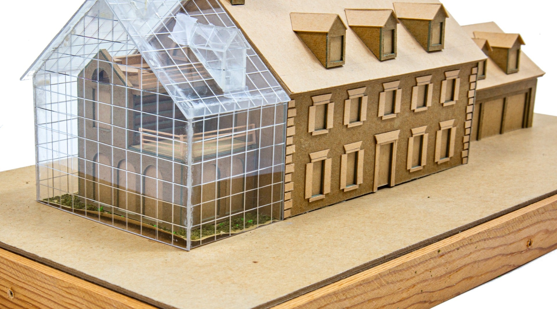 original and largely intact 1980s-1990s stanley tigerman house model comprised of basswood