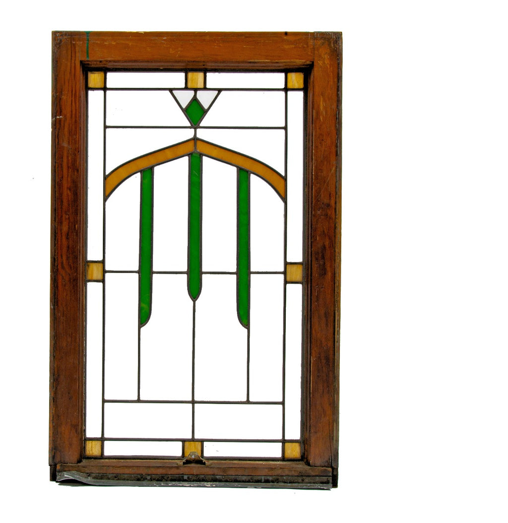 one of several matching original early 20th century salvaged chicago leaded art glass windows with intact wood sash frames