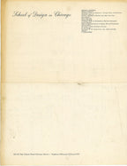 original 1939-1943 school of design in chicago stationary (l. moholy-nagy, director) with hand-drawn map of downtown chicago landmarks on backside