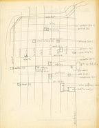 original 1939-1943 school of design in chicago stationary (l. moholy-nagy, director) with hand-drawn map of downtown chicago landmarks on backside