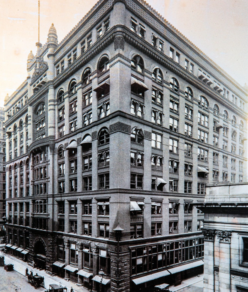 nicely framed and matter photographic print of burnham and root's rookery building as it appeared in 1905