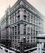 nicely framed and matter photographic print of burnham and root's rookery building as it appeared in 1905