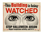 rare original city of detroit "stop halloween arson" devil's night building sign