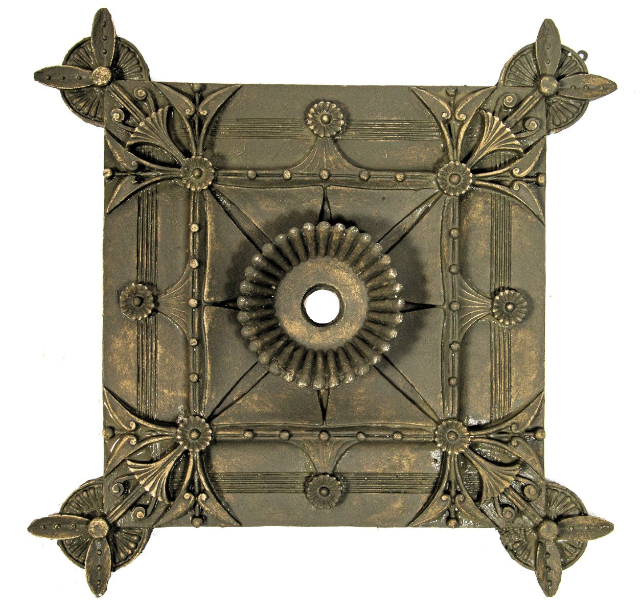 louis h. sullivan-designed cast plaster (recast) of an interior ann halsted ceiling escutcheon with period appropriate paint finish