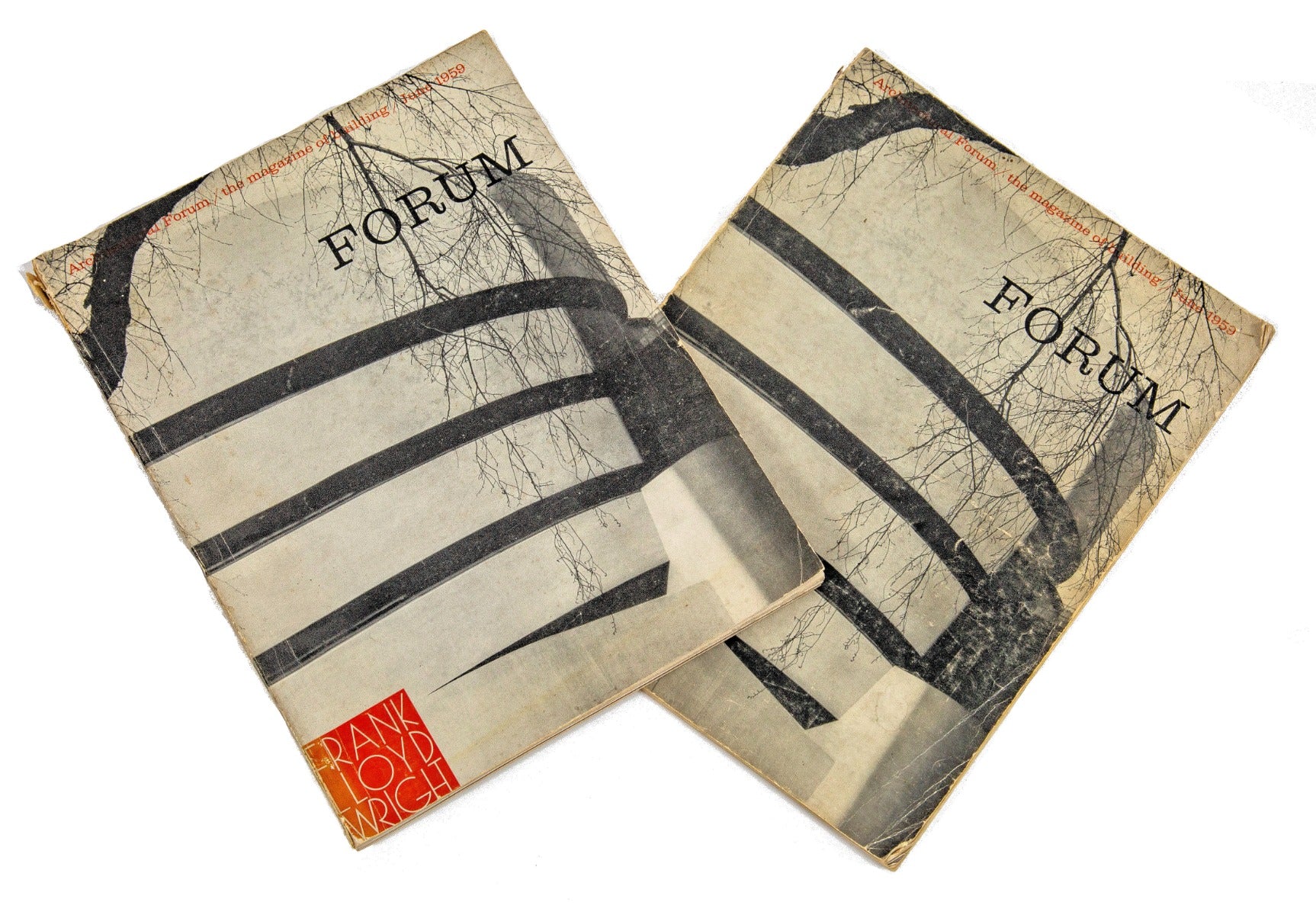 one of two hard to find original 1959 forum magazines on frank lloyd wright's work