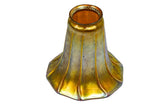 original late 19th or early 20th century gold aurene quezal light fixture shade with flared base