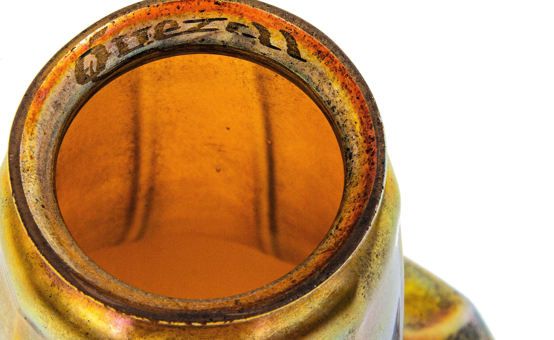 original late 19th or early 20th century gold aurene quezal light fixture shade with flared base