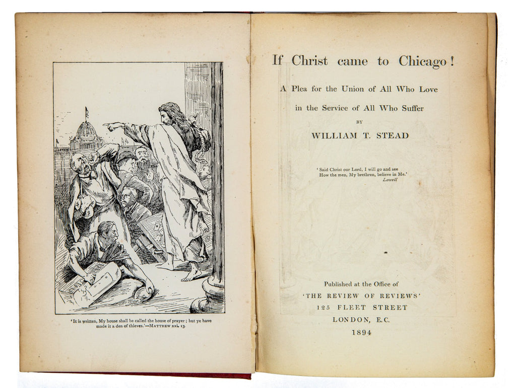 rare 1894 first edition "if christ came to chicago" by william t. stead