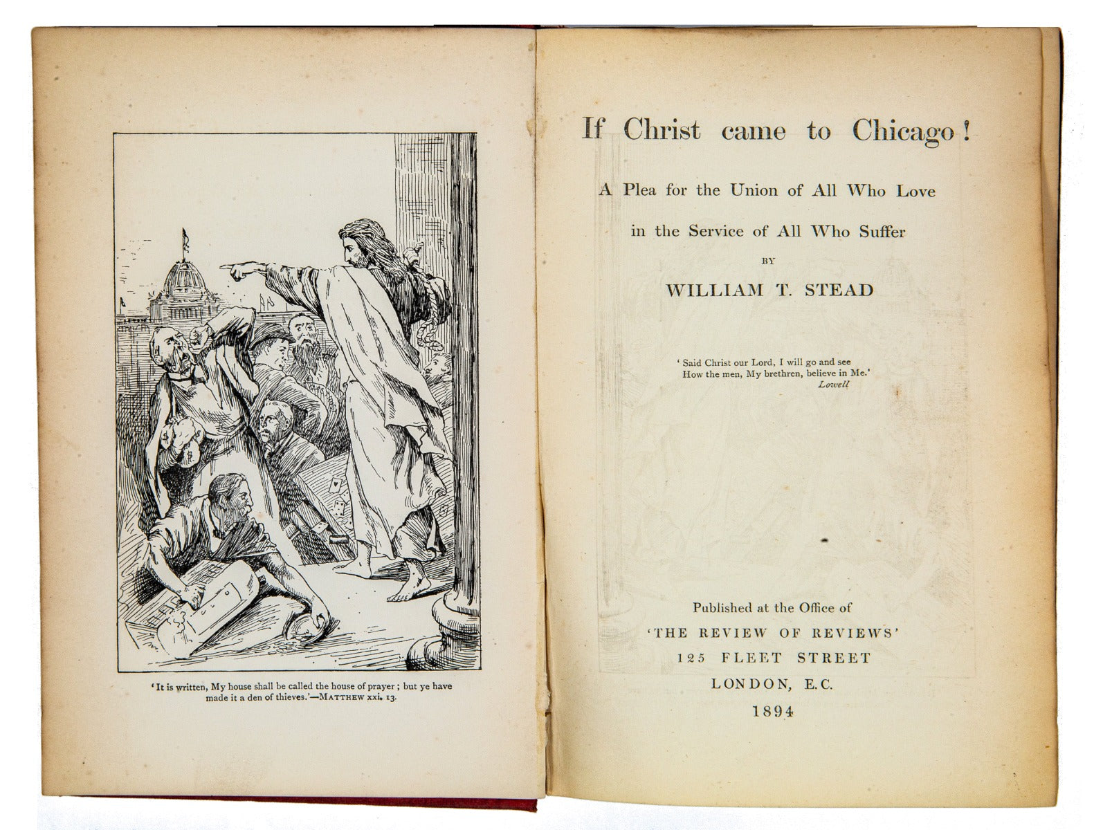 rare 1894 first edition "if christ came to chicago" by william t. stead
