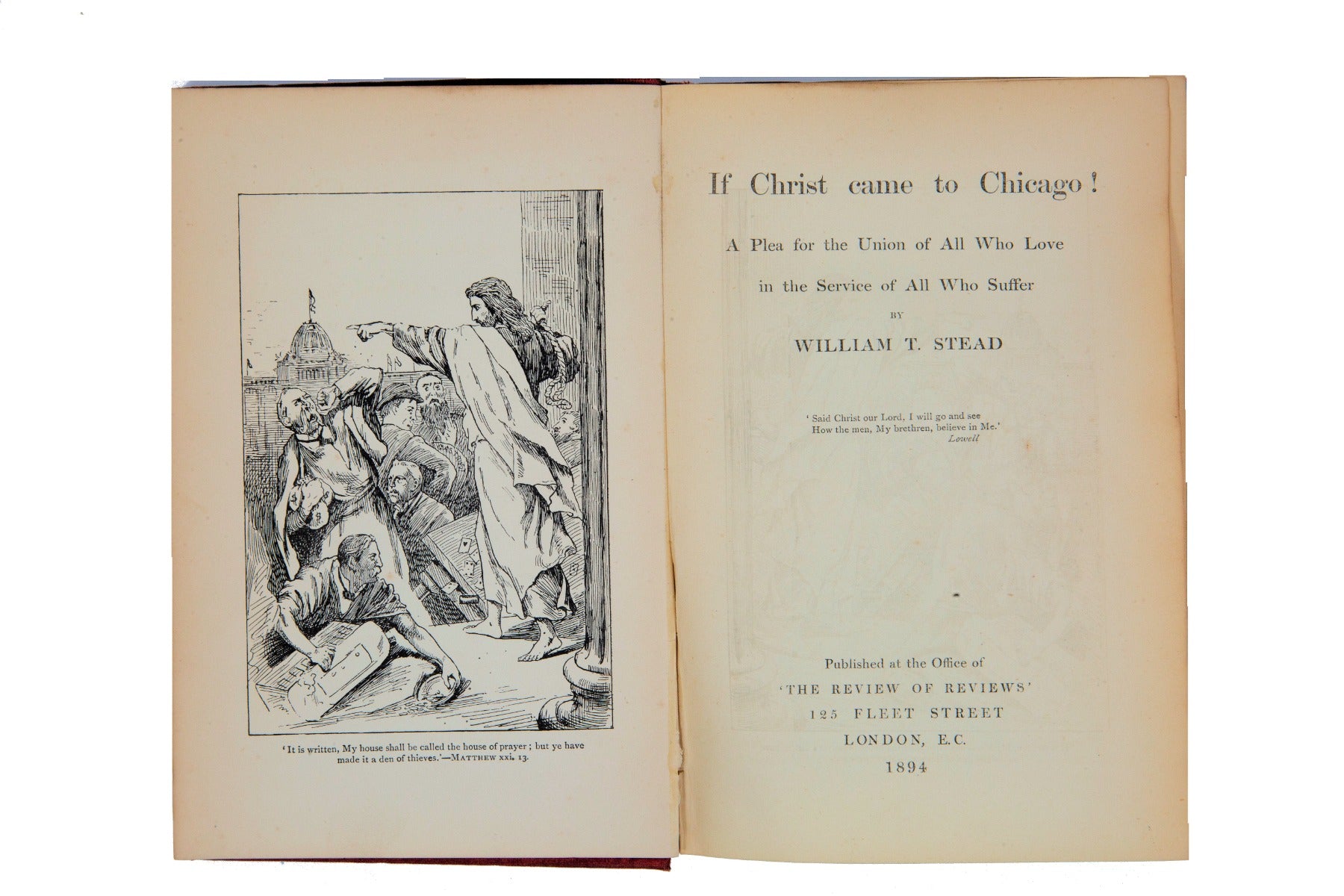 rare 1894 first edition "if christ came to chicago" by william t. stead