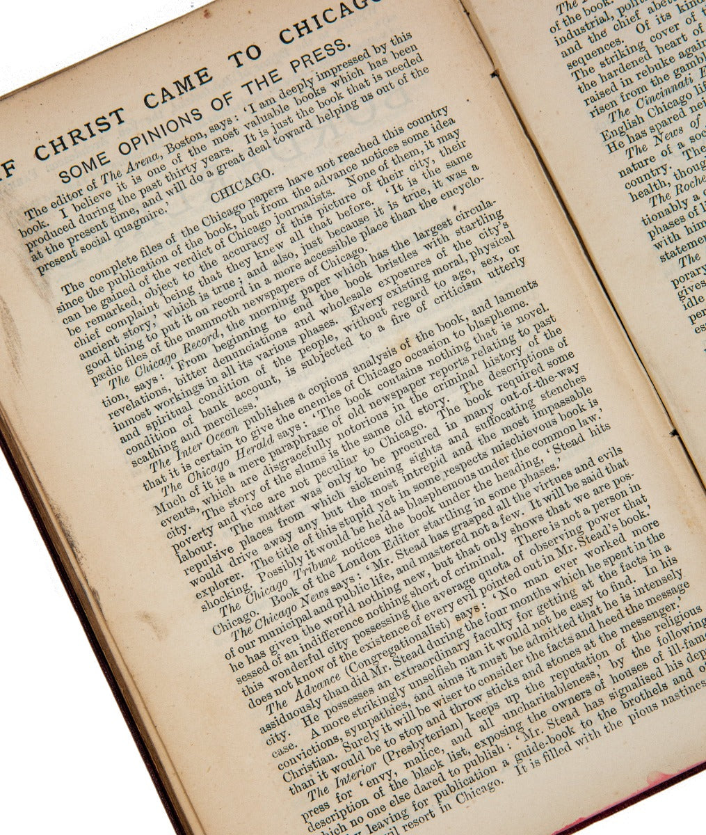 rare 1894 first edition "if christ came to chicago" by william t. stead