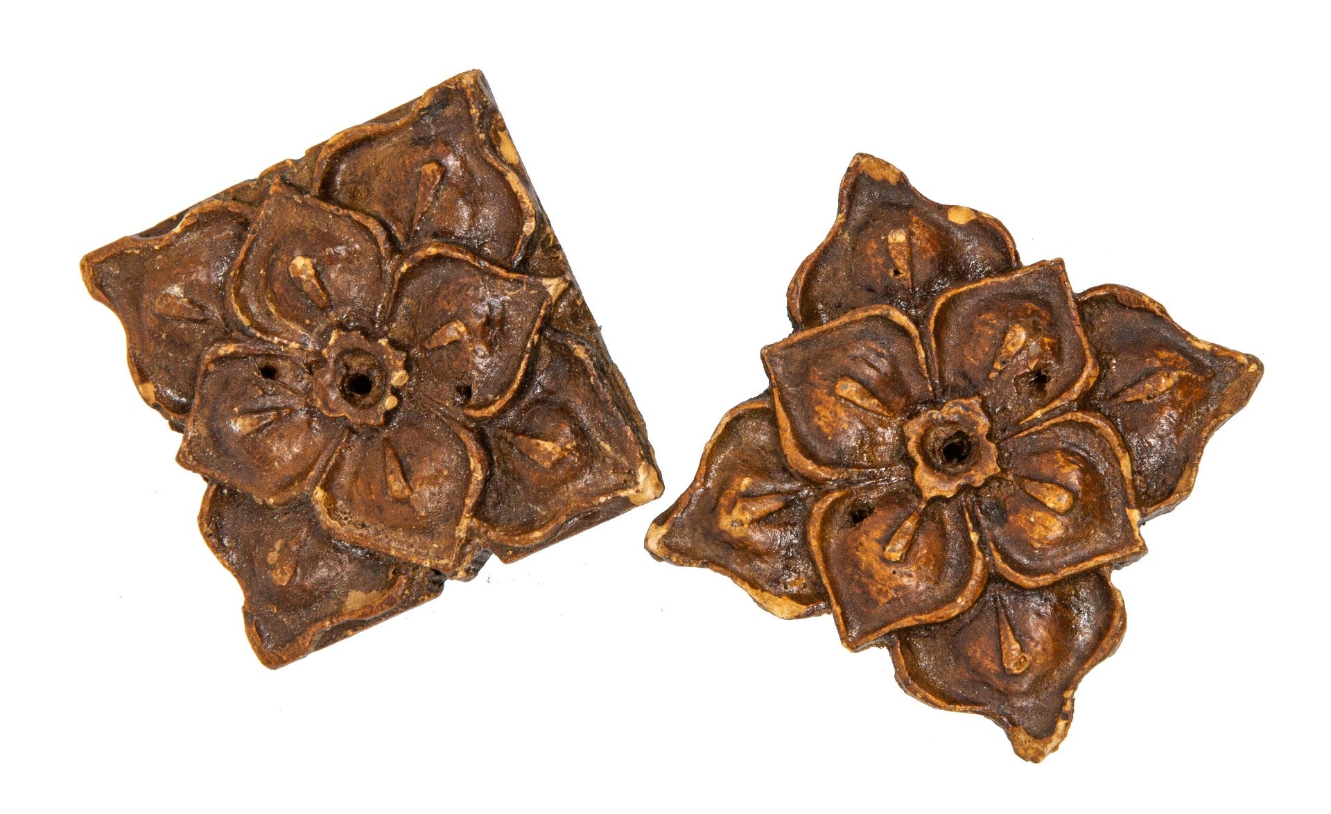 matching set of original henry ives cobb-designed 1893 varnished composite floral rosettes salvaged from the chicago athletic association building